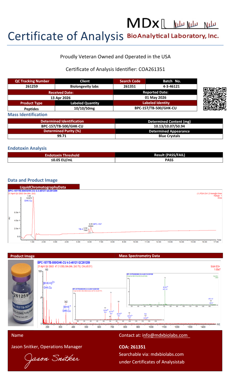 GLOW Blend (BPC-157 TB-500 GHK-CU) (70mg)