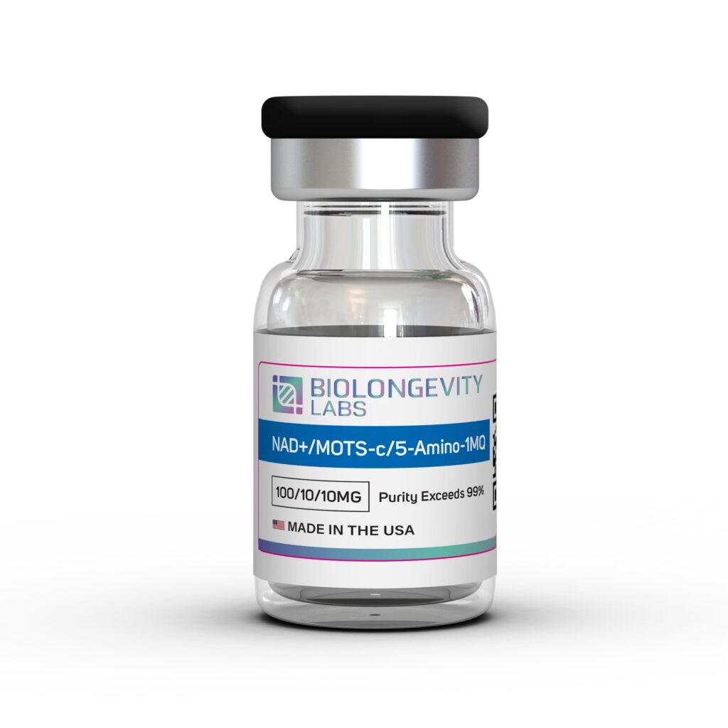 NAD+ / MOTS-c / 5-Amino-1MQ Blend – 120mg (100mg / 10mg / 10mg)