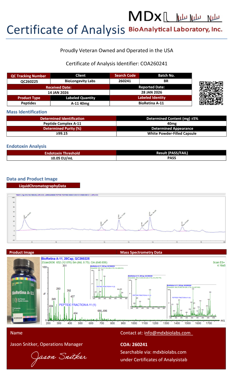 BioRetina – A-11 Retina Peptide Bioregulator (Visoluten) 60 capsules
