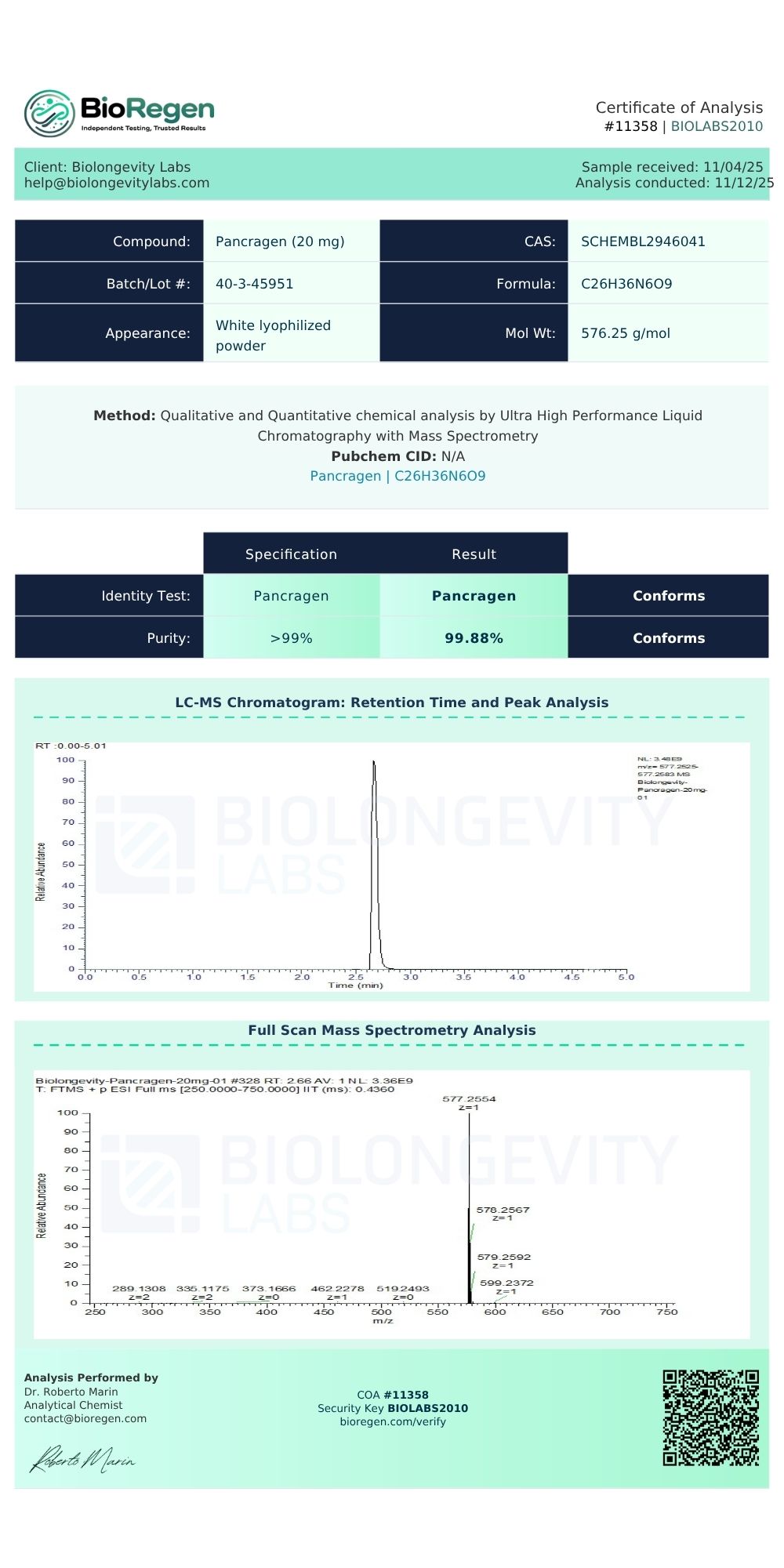 Pancragen Peptide (20mg)