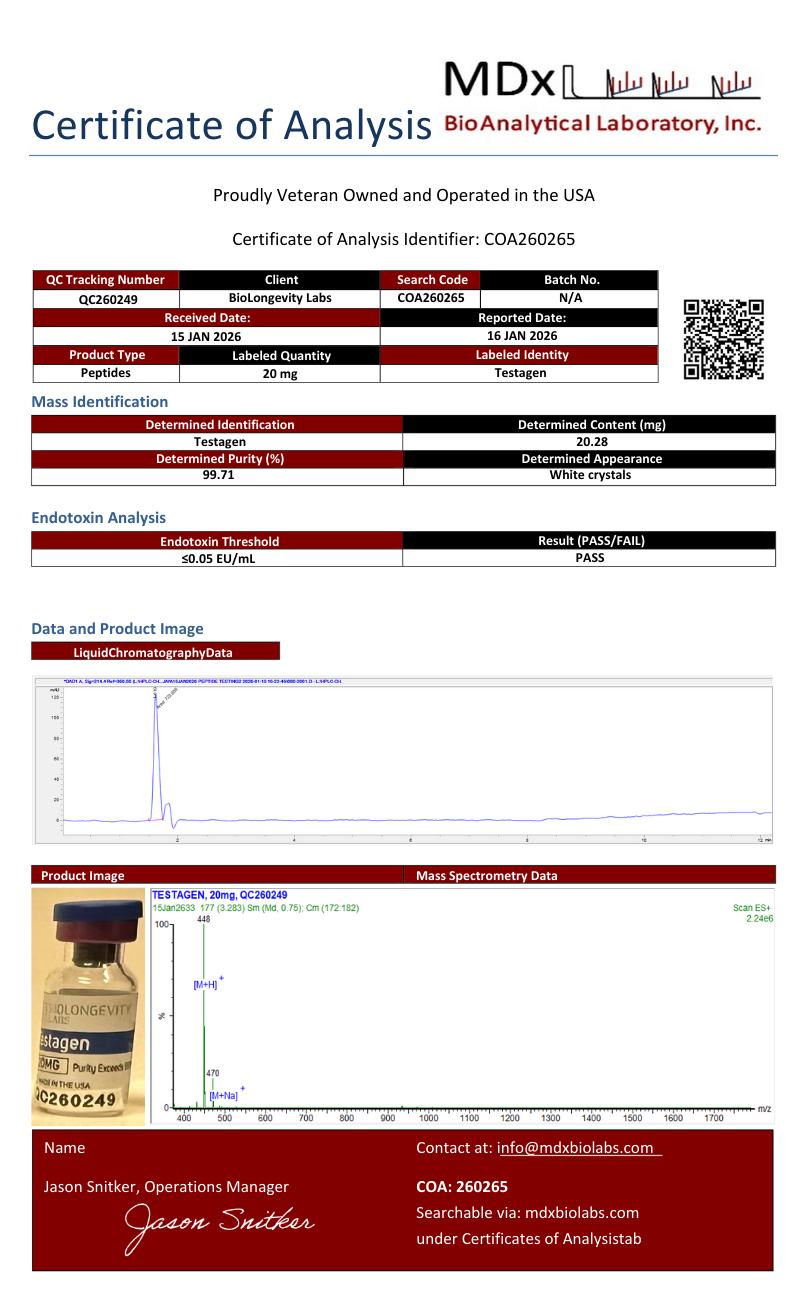 99aaa Testagen Peptide (20mg)